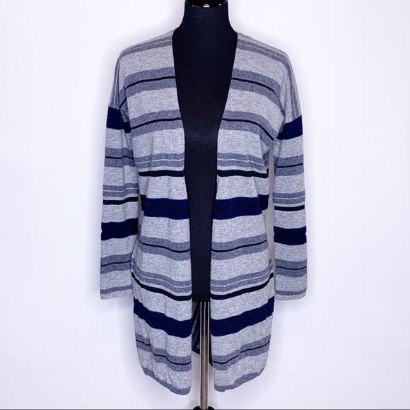 Derek Lam 10 Crosby gray navy striped open front cardigan size Extra Small XS - Picture 1 of 16